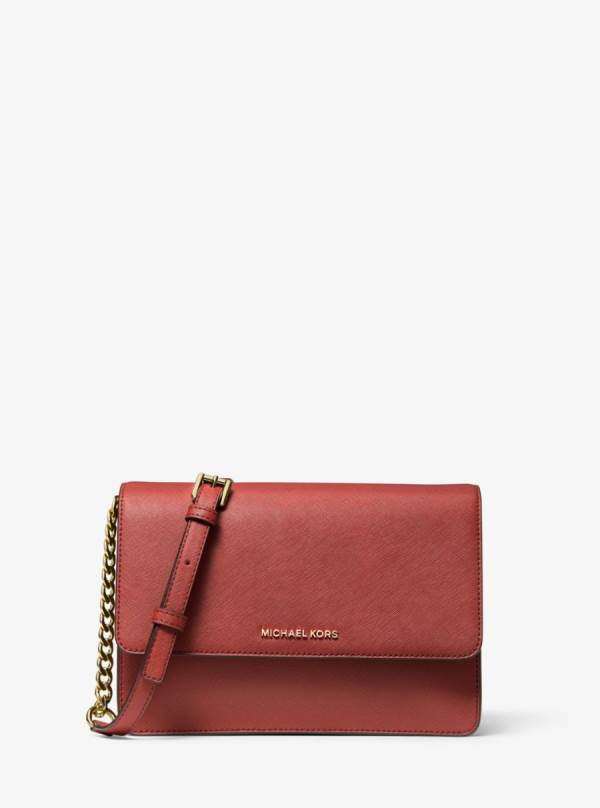 Damske Crossbody Kabelka Michael Kors Daniela Large Saffiano Leather Červené - Kabelky Michael Kors Levně | ILDWO-4953